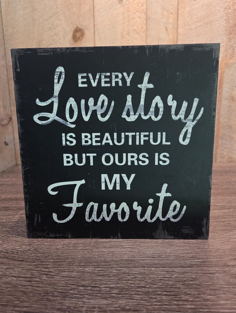 Love Story Block Sign Farmhouse  Wedding Anniversary Shelf Decor 8"X 8"